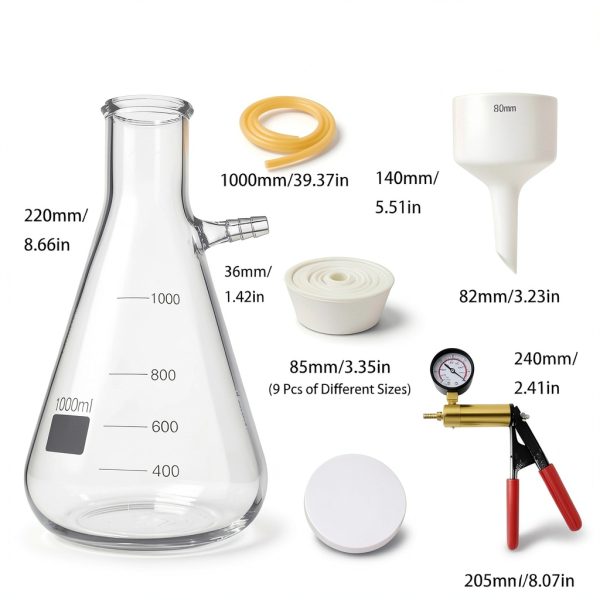 Da Mai Vacuum Filtering Set 1000ml Lab Flask Funnel Pump-6