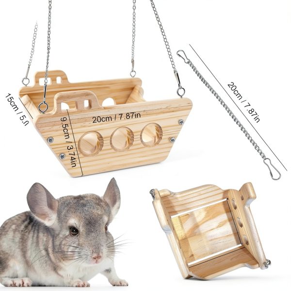 FALESHOS Chinchilla Wooden Swing Bed Climbing Resting Toy-1