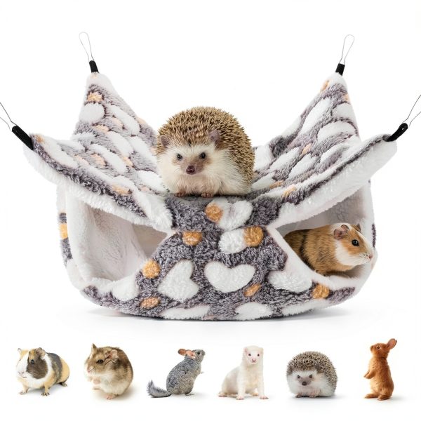 MCEAST Small Animal Hammock Set Cozy Fleece Hideout-3