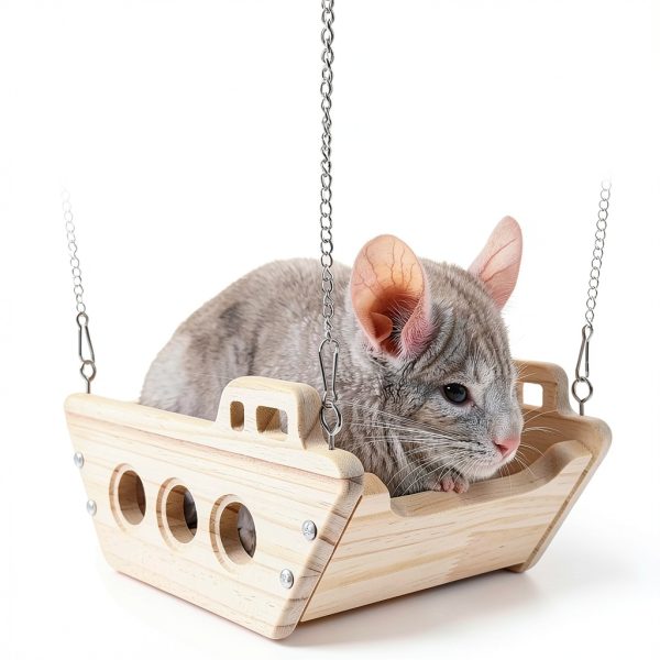 FALESHOS Chinchilla Wooden Swing Bed Climbing Resting Toy-6