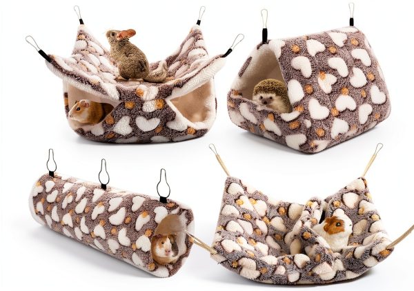 MCEAST Small Animal Hammock Set Cozy Fleece Hideout-0