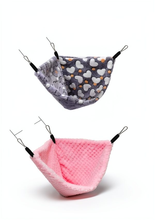 GOMICRAFT Small Animal Hammock Velvet Fabric Corner Design-1