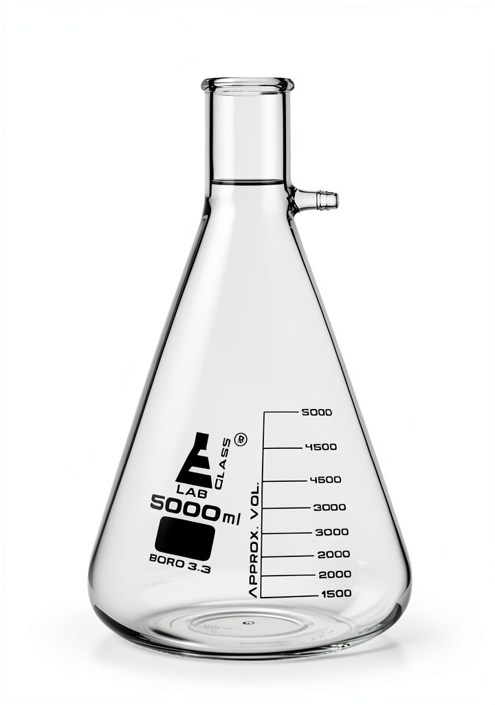 Eisco 5000mL filtering flask with vacuum tubing attached