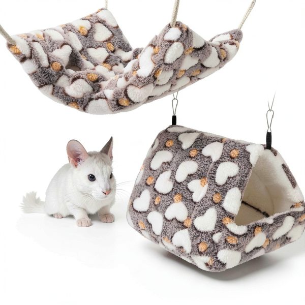 MCEAST Small Animal Hammock Set Cozy Fleece Hideout-6