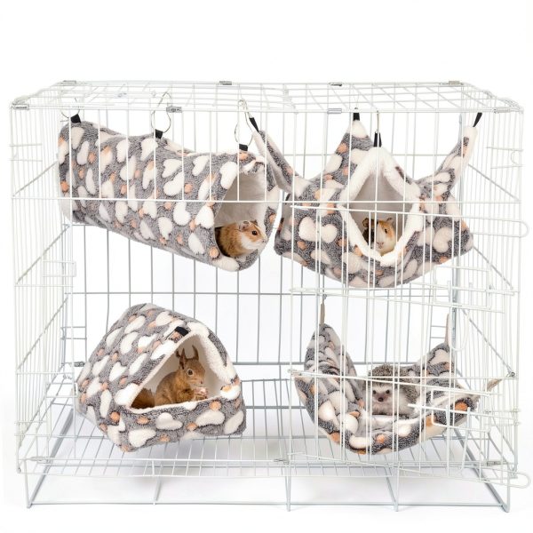 MCEAST Small Animal Hammock Set Cozy Fleece Hideout-4