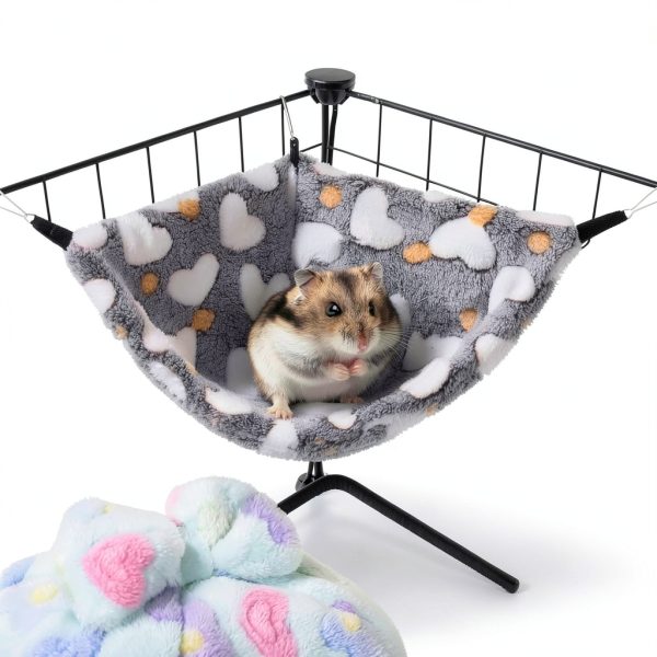 GOMICRAFT Small Animal Hammock Velvet Fabric Corner Design-4