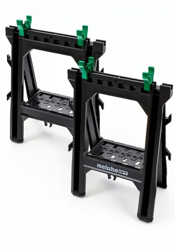 Koki Sawhorse Set Heavy Duty Brushed Steel 1200lb Capacity 2-0