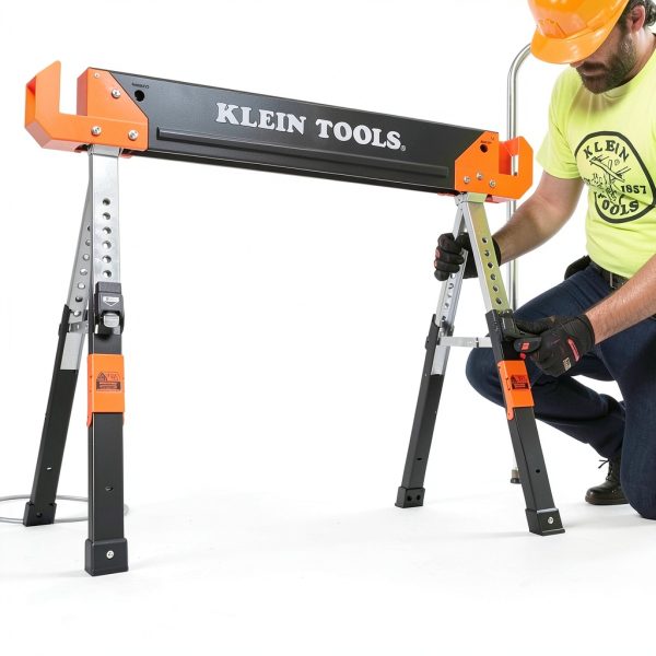 Klein Tools Adjustable Leg Folding Saw Horse, Black/Orange, Model-5