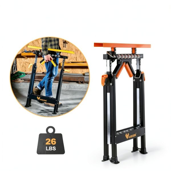 WORKESS 4-in-1 Adjustable Roller Stand Polished Steel 440lb Black-6