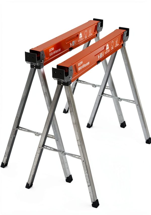 Bora Workhorse Sawhorse 2 Pack PM3350T Folding Steel 1350 lb Capacity-0