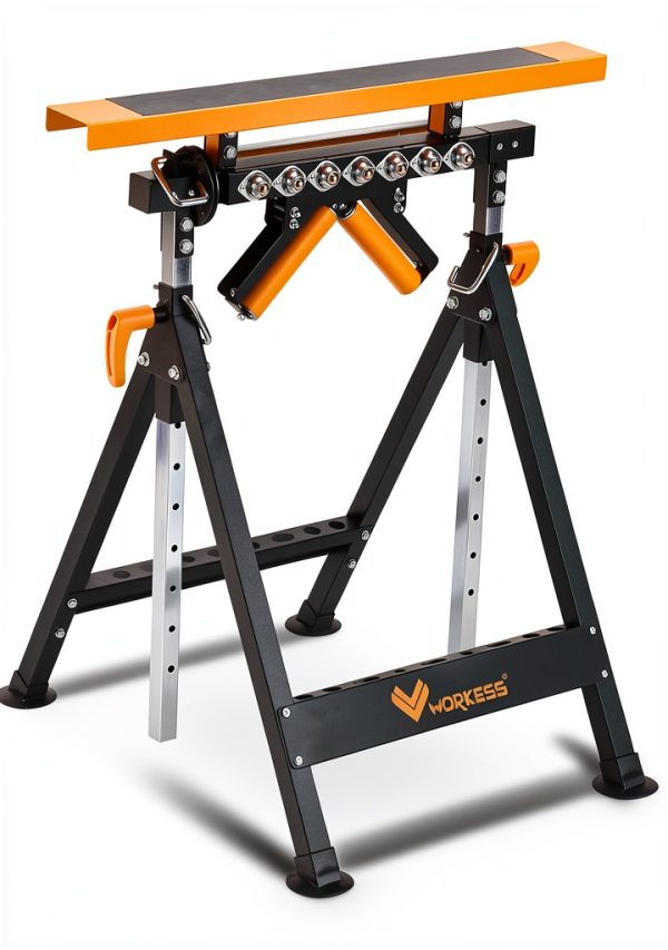 WORKESS 4-in-1 Adjustable Roller Stand Polished Steel 440lb Black-0