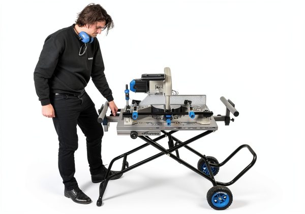 Evolution Power Tools Miter Saw Stand with Gas‑Strut Lift and Wheels-4