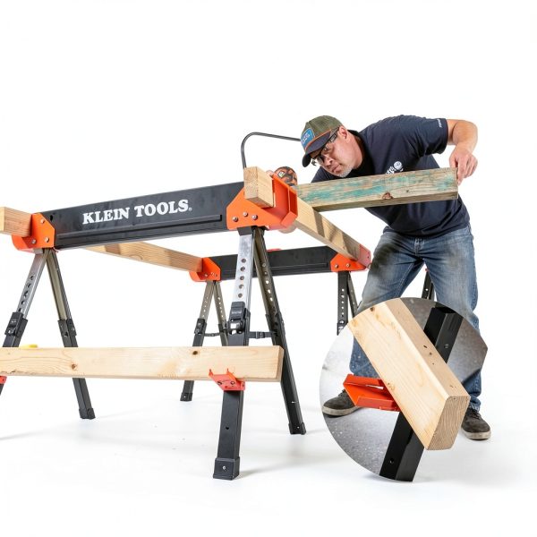 Klein Tools Adjustable Leg Folding Saw Horse, Black/Orange, Model-3