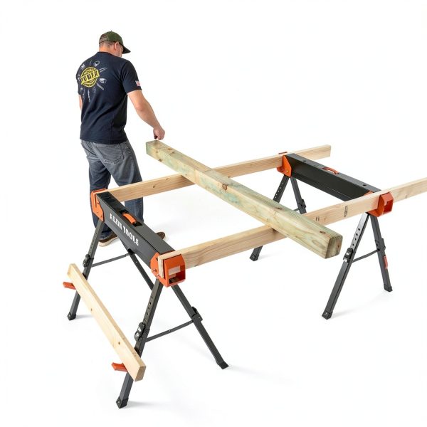 Klein Tools Adjustable Leg Folding Saw Horse, Black/Orange, Model-7