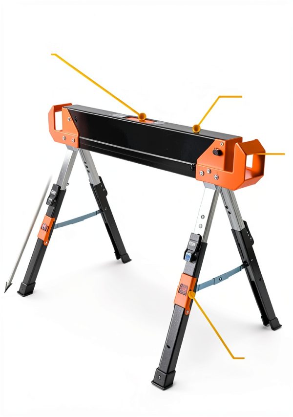 Klein Tools Adjustable Leg Folding Saw Horse, Black/Orange, Model-1