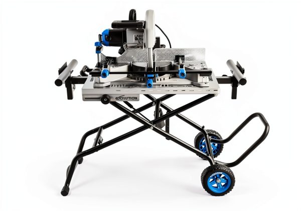 Evolution Power Tools Miter Saw Stand with Gas‑Strut Lift and Wheels-2